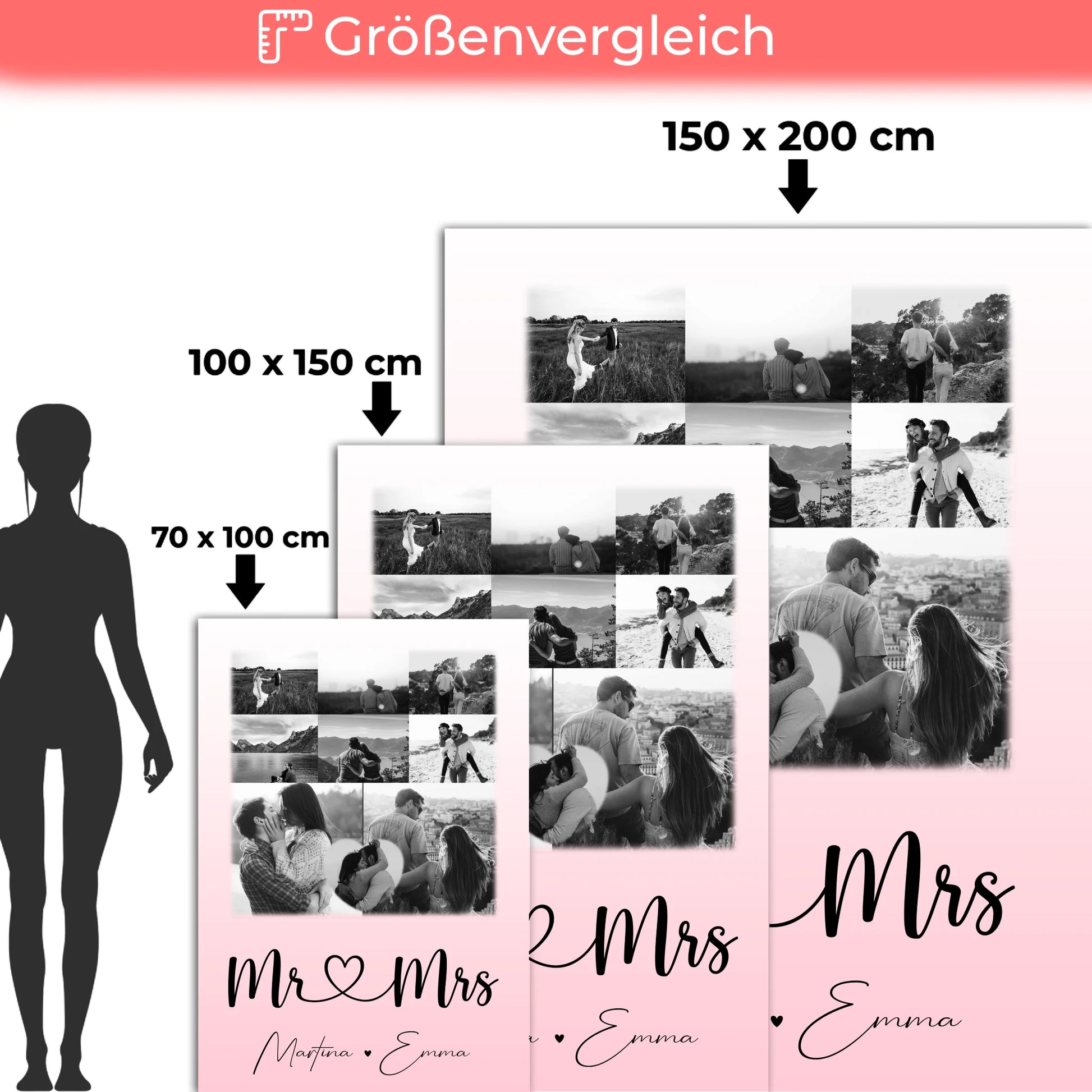 Personalisierte Decke Mit Namen 8 Fotos und 1 Herz Foto Mr Mrs Geschenkidee 5