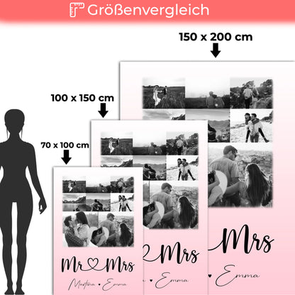 Personalisierte Decke Mit Namen 8 Fotos und 1 Herz Foto Mr Mrs Geschenkidee 5