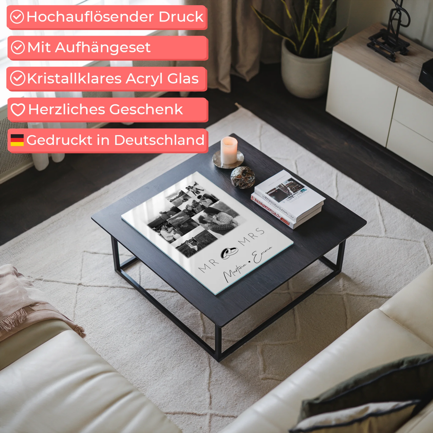 Personalisierte Foto Acrylglas 9 Fotos Mr Mrs Geschenk für Paare