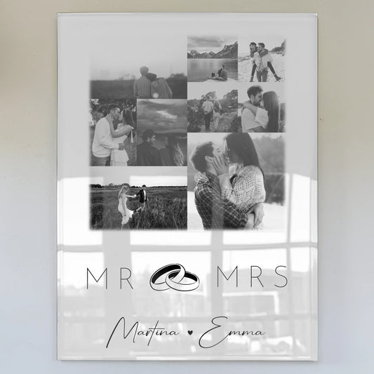 Personalisierte Foto Acrylglas 9 Fotos Mr Mrs Geschenk für Paare