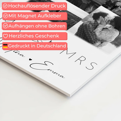 Personalisierbares Magnetposter Fotoboard mit 9 Fotos Mr Mrs Geschenk 4