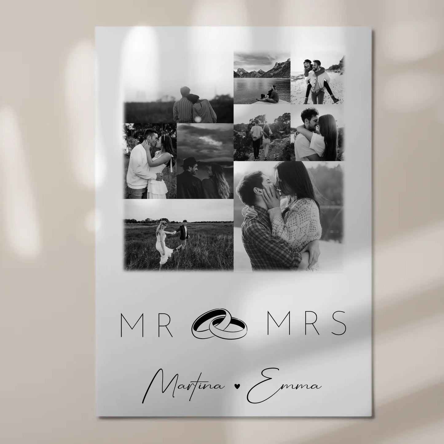 Personalisierbares Magnetposter Fotoboard mit 9 Fotos Mr Mrs Geschenk 7