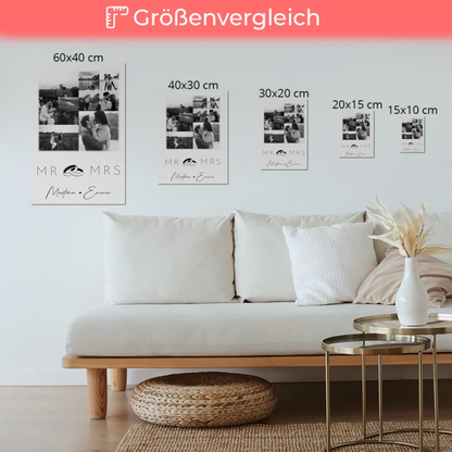 Personalisierbares Magnetposter Fotoboard mit 9 Fotos Mr Mrs Geschenk