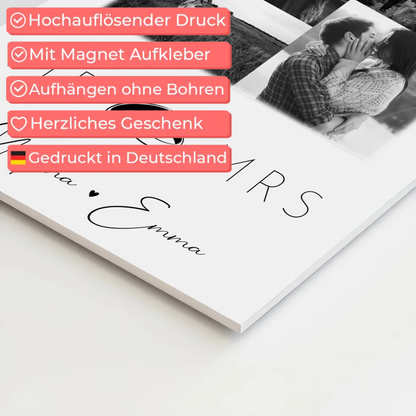 Personalisierbares Magnetposter Fotoboard mit 9 Fotos Mr Mrs Geschenk 10