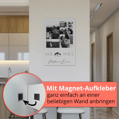 Personalisierbares Magnetposter Fotoboard mit 9 Fotos Mr Mrs Geschenk