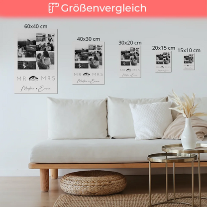 Personalisierbares Magnetposter Fotoboard mit 9 Fotos Mr Mrs Geschenk