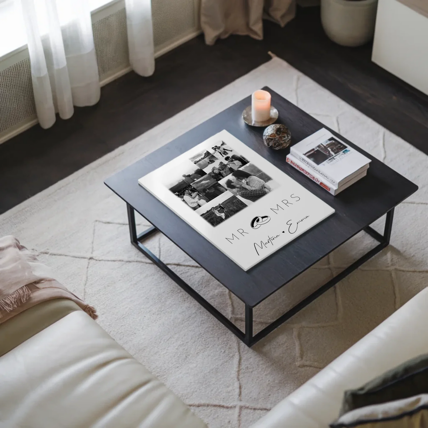 Personalisierbares Magnetposter Fotoboard mit 9 Fotos Mr Mrs Geschenk