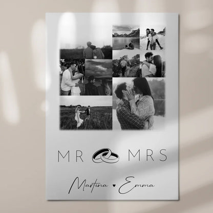 Personalisierbares Magnetposter Fotoboard mit 9 Fotos Mr Mrs Geschenk