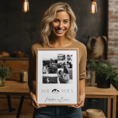 Personalisierte Poster Partner Mr & Mrs Fotocollage mit 9 Fotos Geschenk