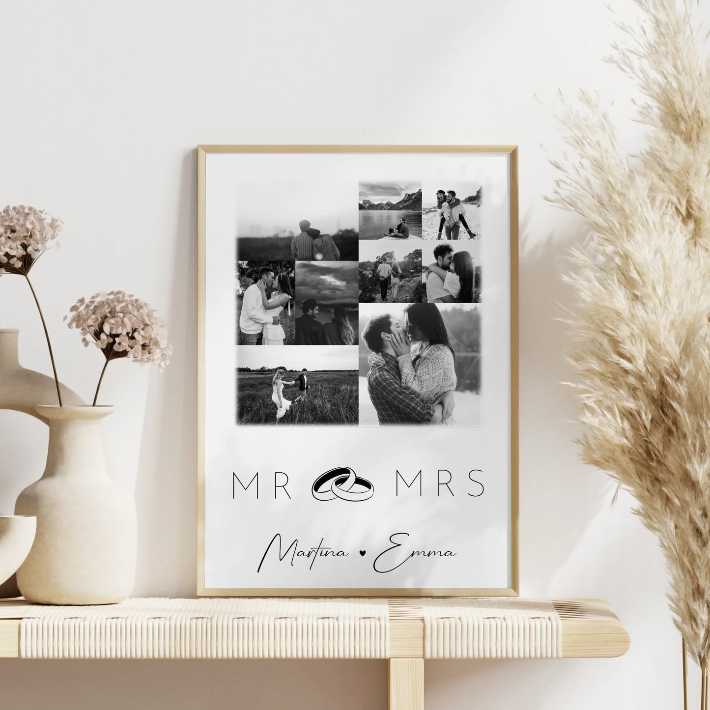 Personalisierte Poster Partner Mr & Mrs Fotocollage mit 9 Fotos Geschenk