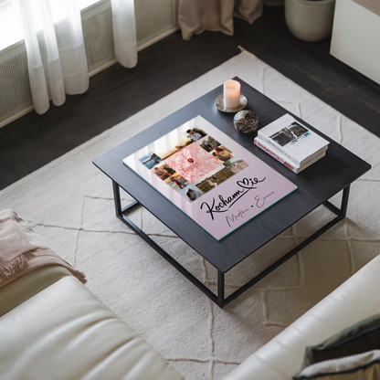 Personalisierte Foto Acrylglas mit 10 Fotos und Karte in der Mitte Kocham Cie