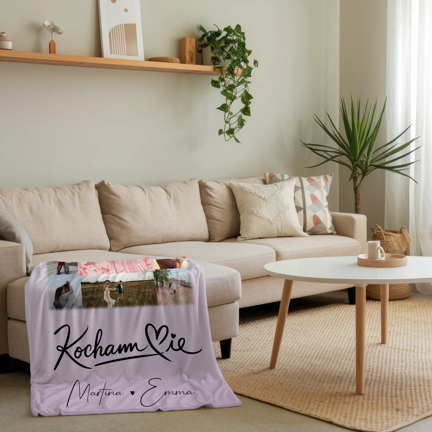 Personalisierte Decke Mit Namen 10 Fotos und Karte in der Mitte Kocham Cie 4