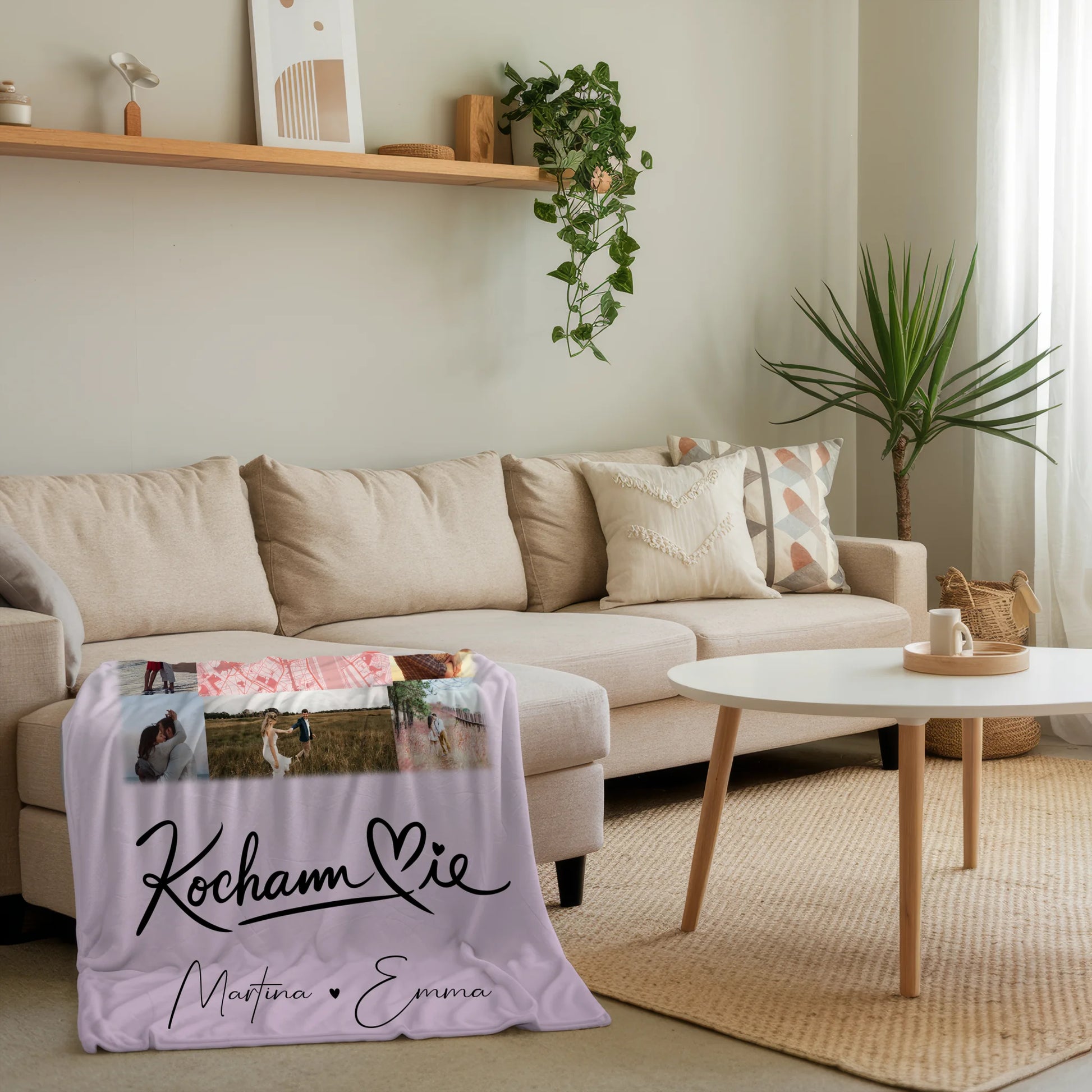 Personalisierte Decke Mit Namen 10 Fotos und Karte in der Mitte Kocham Cie 4