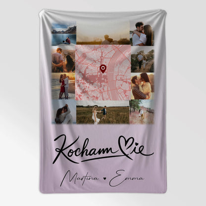 Personalisierte Decke Mit Namen 10 Fotos und Karte in der Mitte Kocham Cie 7