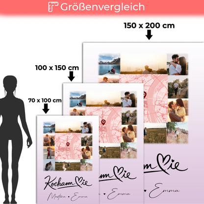 Personalisierte Decke Mit Namen 10 Fotos und Karte in der Mitte Kocham Cie 5
