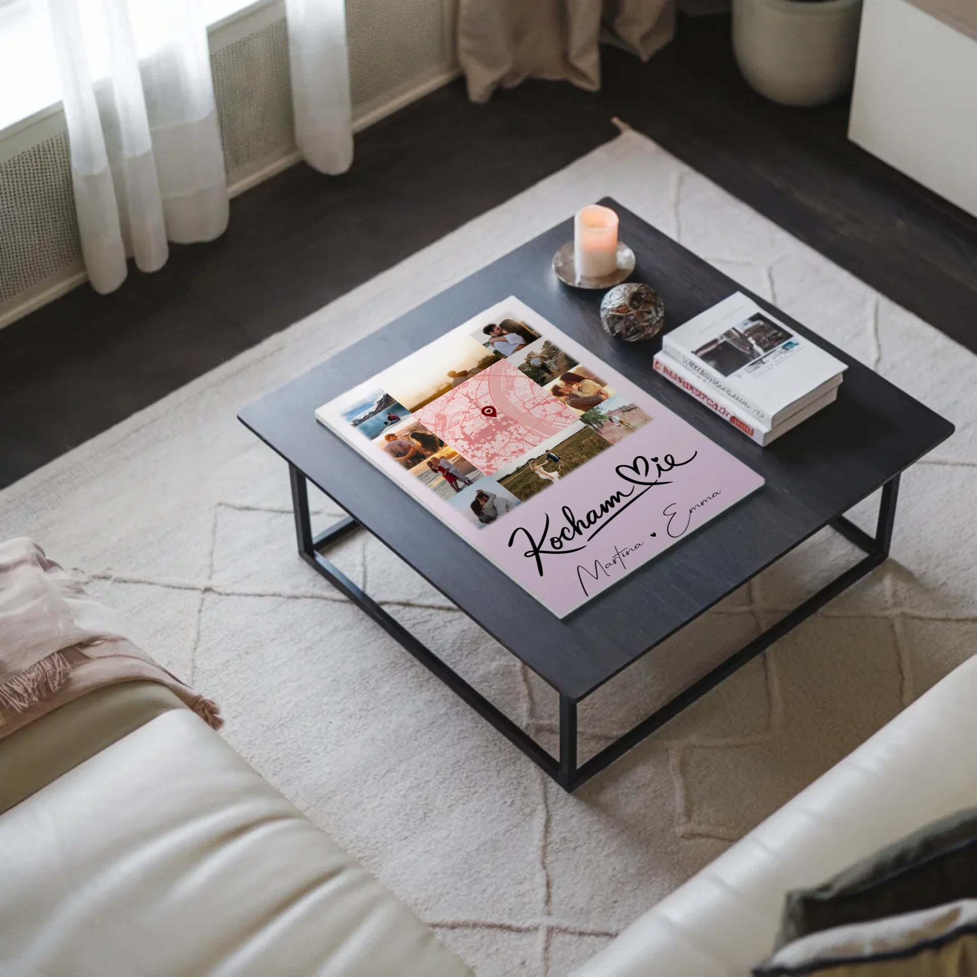 Magnetposter Fotoboard mit 10 Fotos und Karte in der Mitte Kocham Cie 3