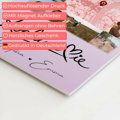 Magnetposter Fotoboard mit 10 Fotos und Karte in der Mitte Kocham Cie 4