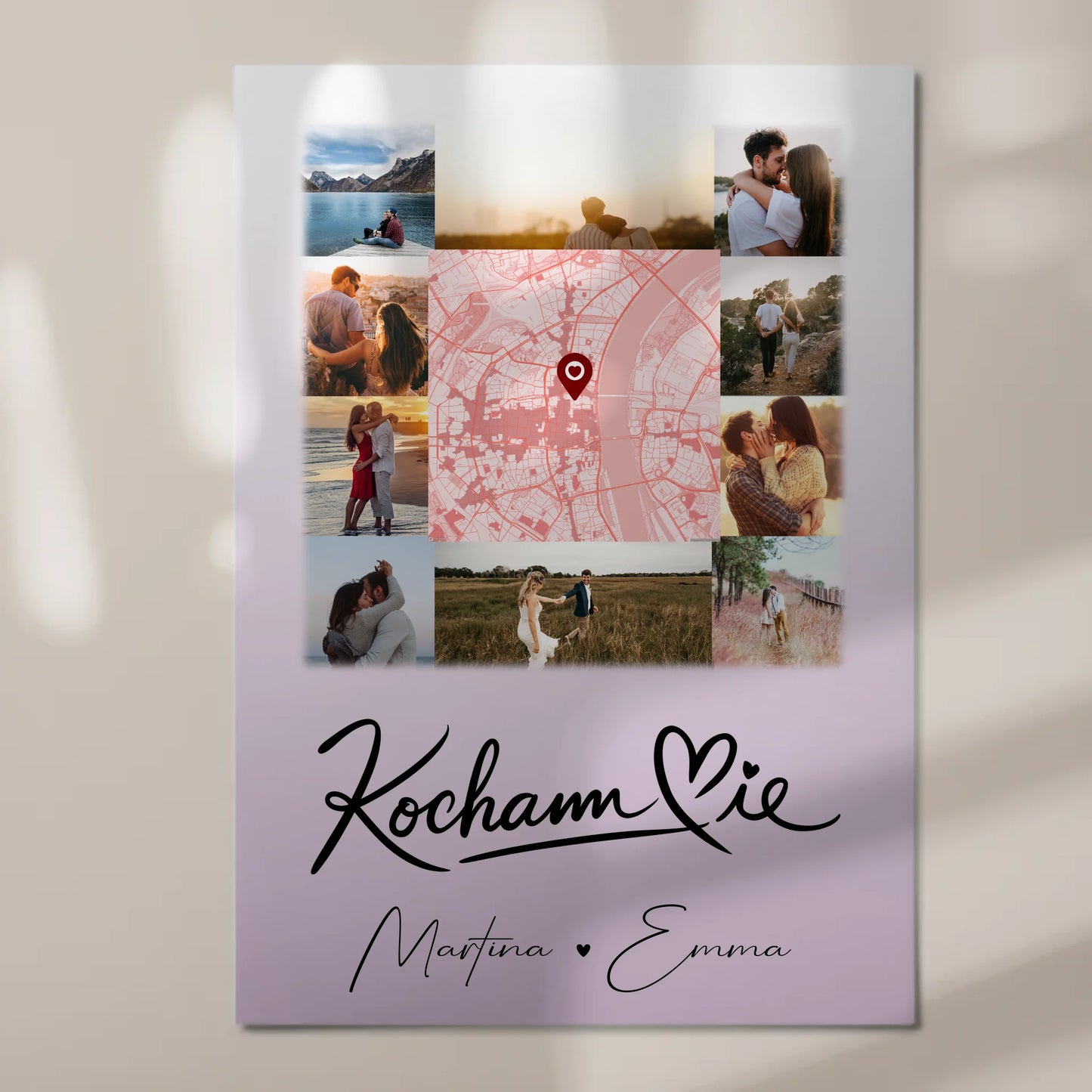 Magnetposter Fotoboard mit 10 Fotos und Karte in der Mitte Kocham Cie 7