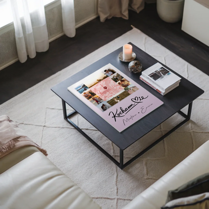 Magnetposter Fotoboard mit 10 Fotos und Karte in der Mitte Kocham Cie