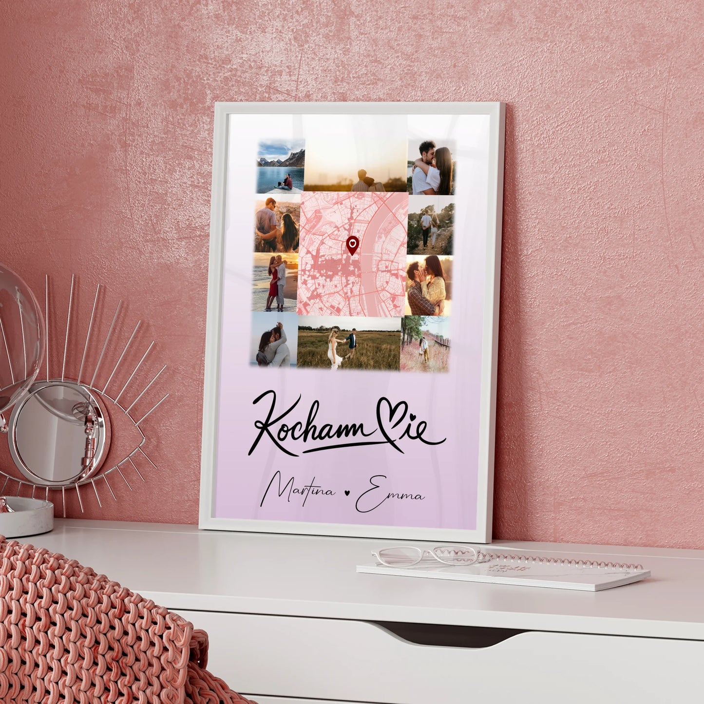 Poster Personalisiert Liebe Kocham Cie mit 10 Fotos und Karte