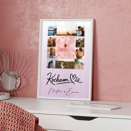 Poster Personalisiert Liebe Kocham Cie mit 10 Fotos und Karte