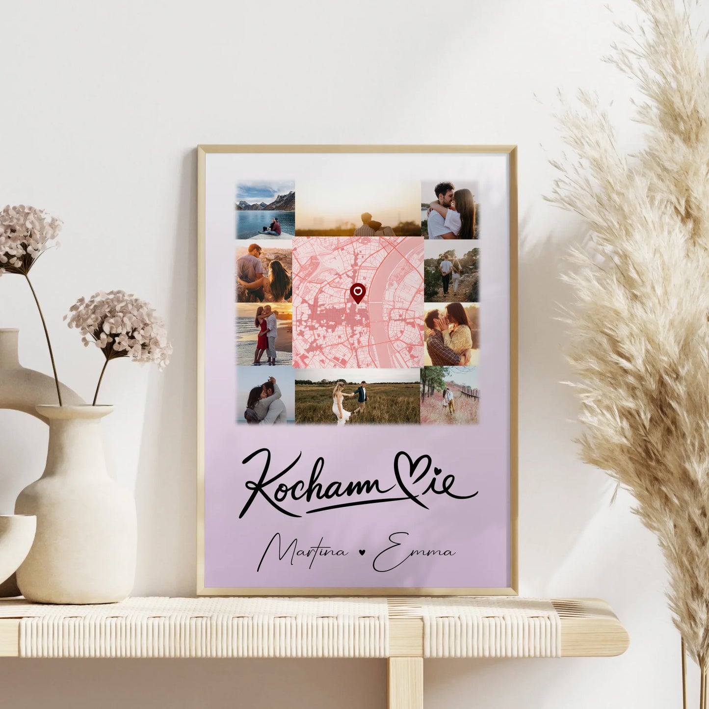 Poster Personalisiert Liebe Kocham Cie mit 10 Fotos und Karte
