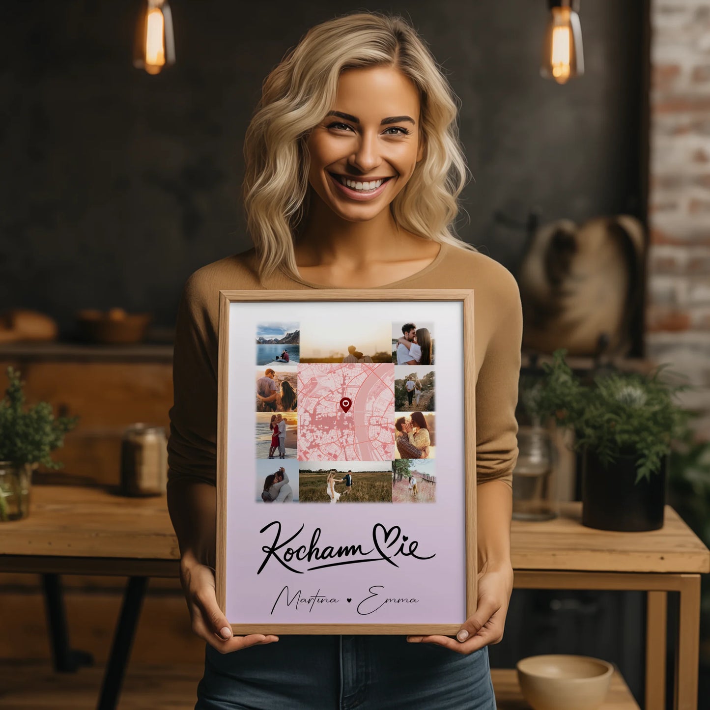 Poster Personalisiert Liebe Kocham Cie mit 10 Fotos und Karte