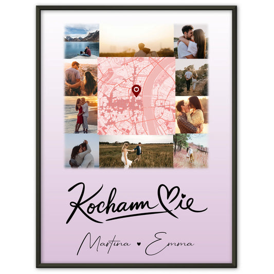 Poster Personalisiert Liebe Kocham Cie mit 10 Fotos und Karte