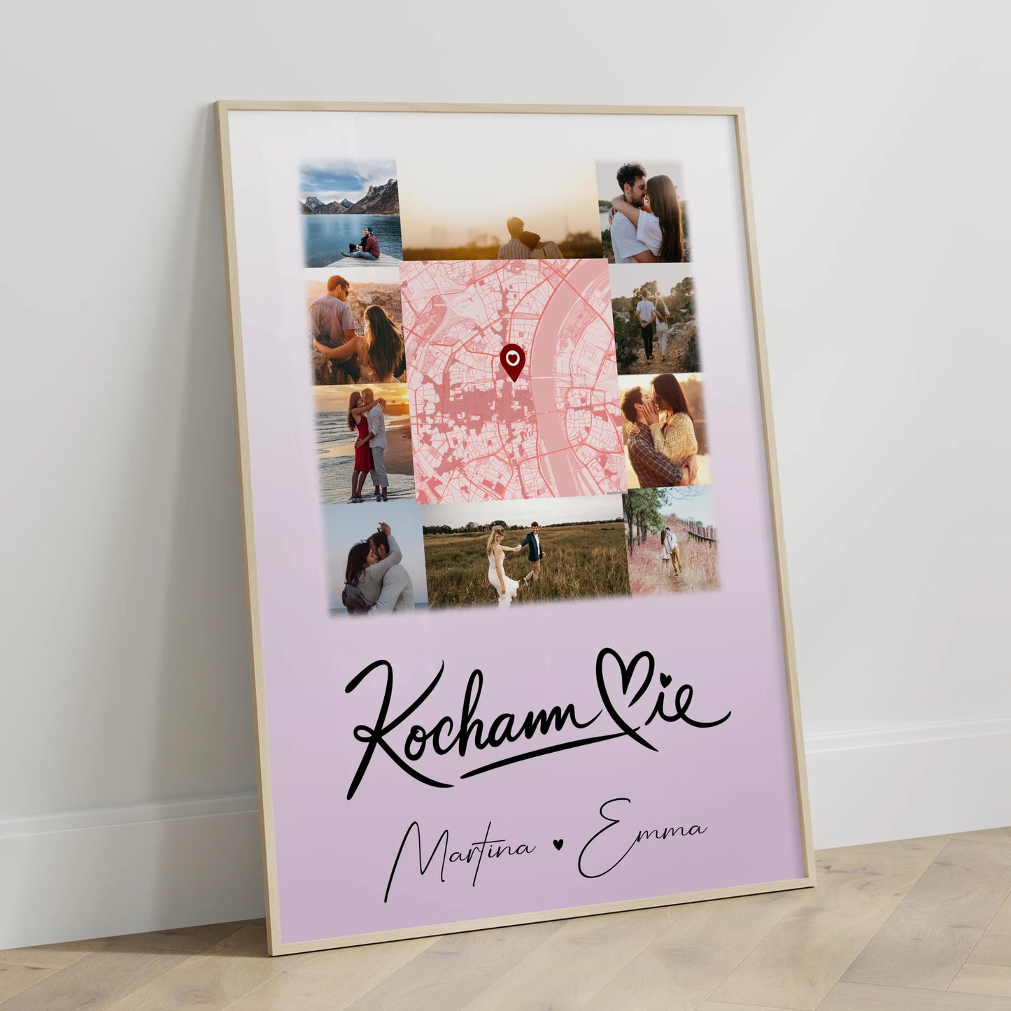 Poster Personalisiert Liebe Kocham Cie mit 10 Fotos und Karte
