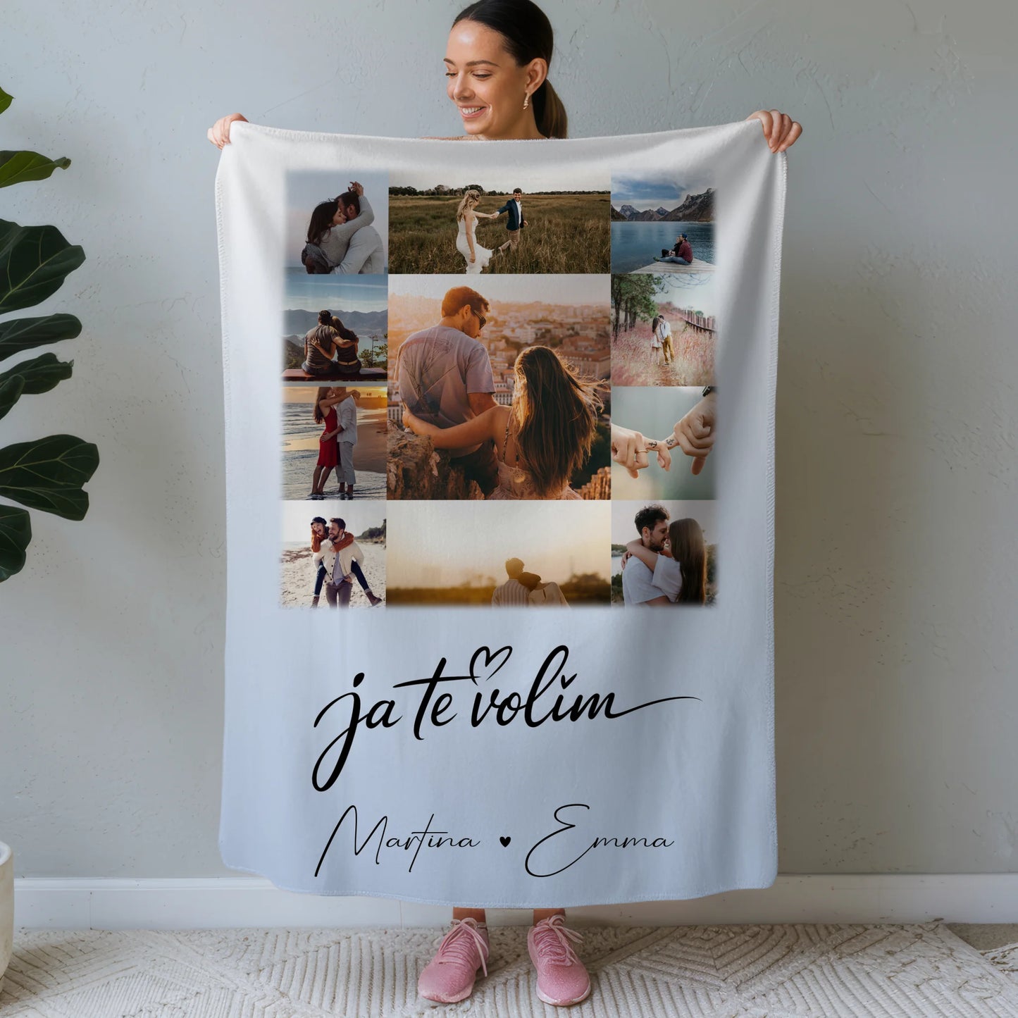 Personalisierte Decke Mit Namen mit 11 Fotos und Ja Te Volim Geschenkidee 1