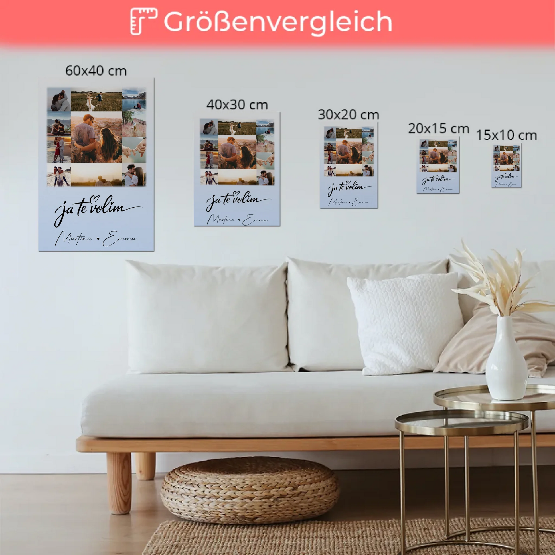 Personalisiertes Fotoboard Poster Magnetisch mit 11 Fotos Ja Te Volim für einzigartige Geschenke 6