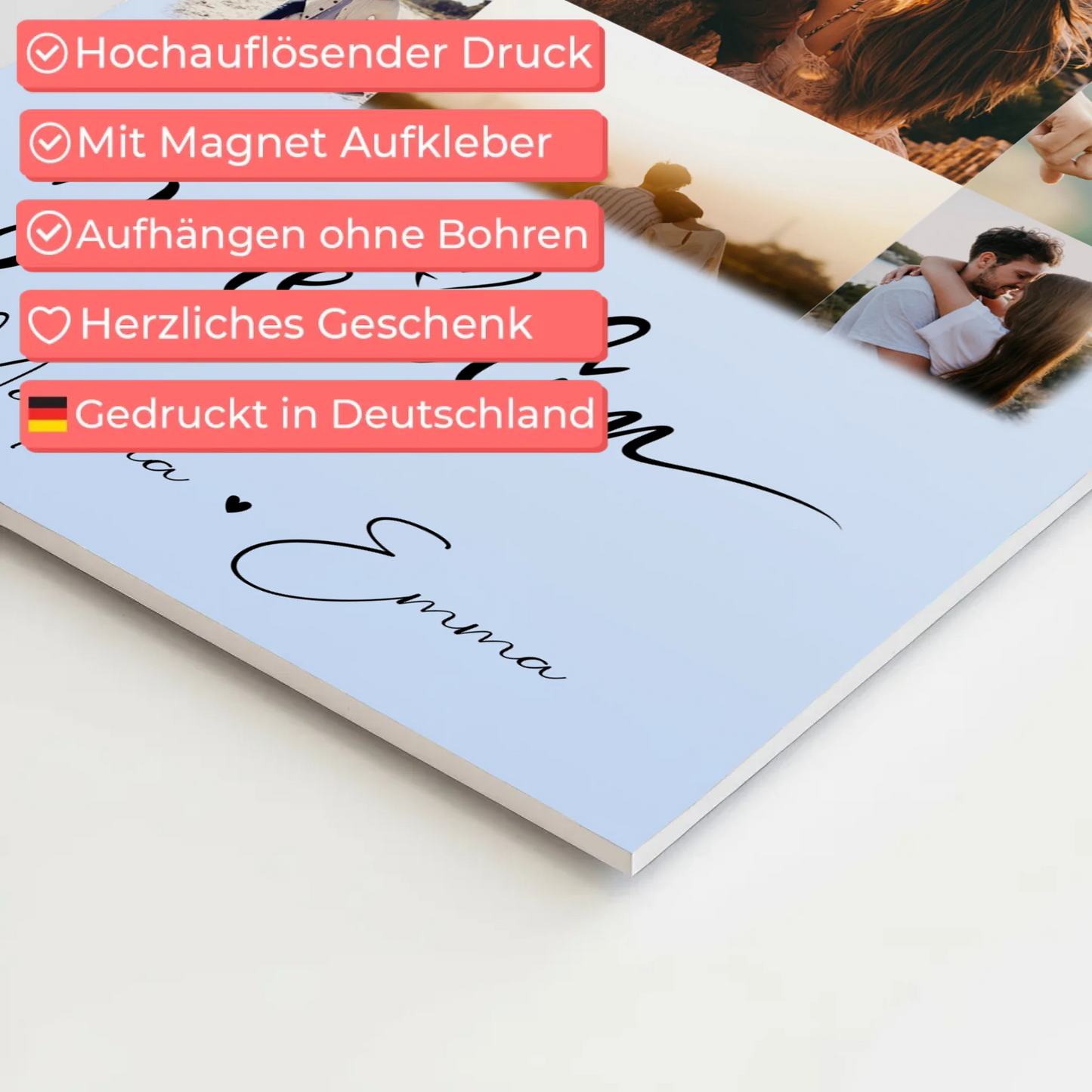 Personalisiertes Fotoboard Poster Magnetisch mit 11 Fotos Ja Te Volim für einzigartige Geschenke