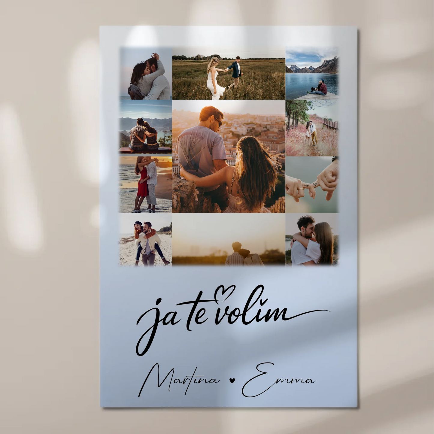 Personalisiertes Fotoboard Poster Magnetisch mit 11 Fotos Ja Te Volim für einzigartige Geschenke