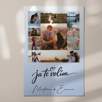 Personalisiertes Fotoboard Poster Magnetisch mit 11 Fotos Ja Te Volim für einzigartige Geschenke