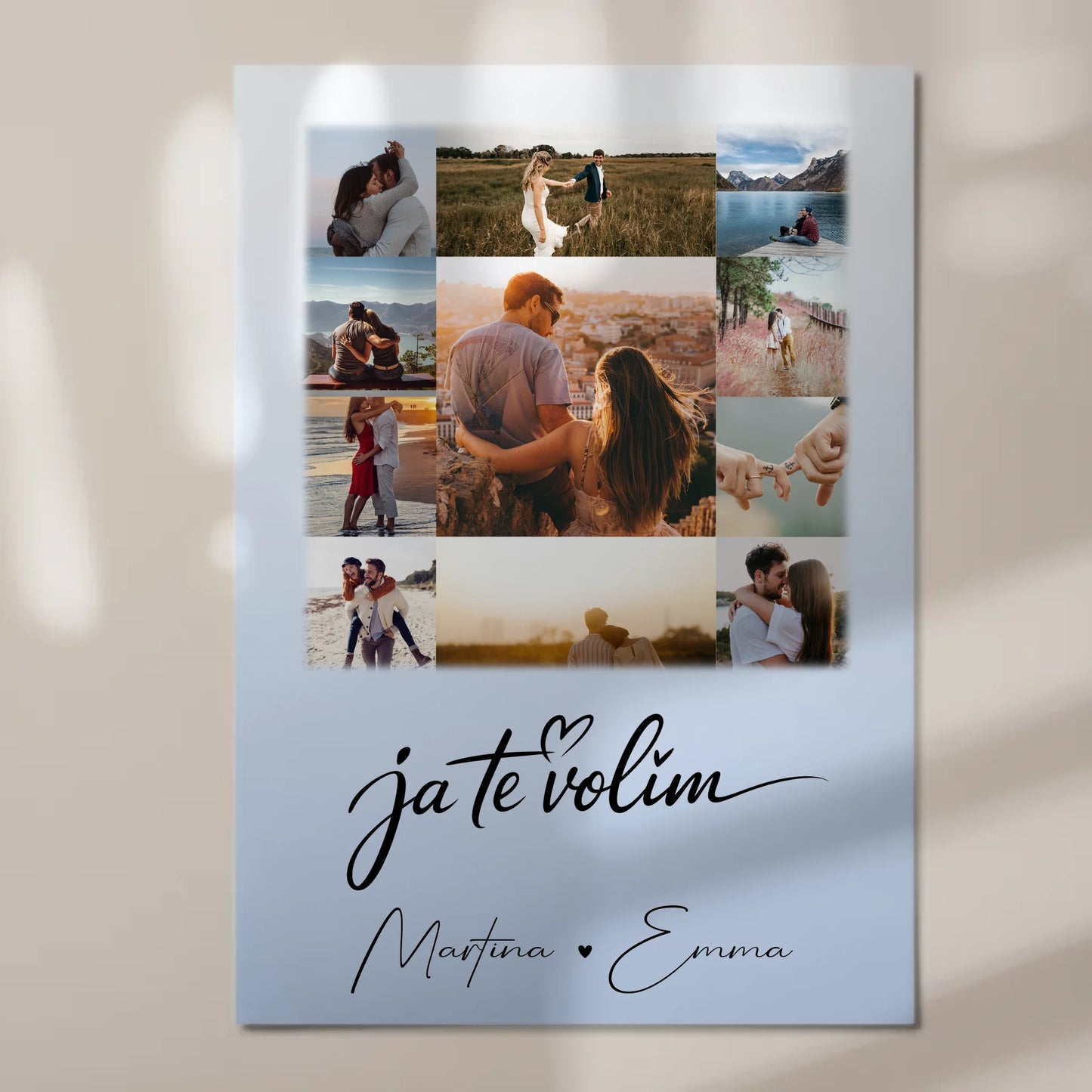 Personalisiertes Fotoboard Poster Magnetisch mit 11 Fotos Ja Te Volim für einzigartige Geschenke