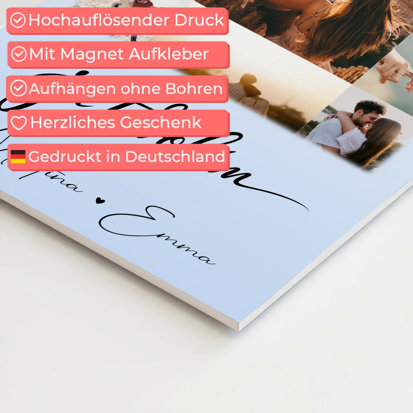 Personalisiertes Fotoboard Poster Magnetisch mit 11 Fotos Ja Te Volim für einzigartige Geschenke