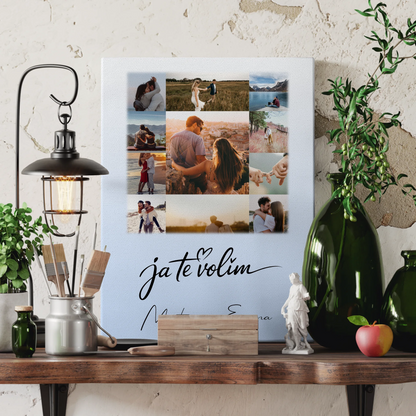Personalisierte Leinwand Paare mit 11 Fotos Ja Te Volim Geschenk für Verliebte