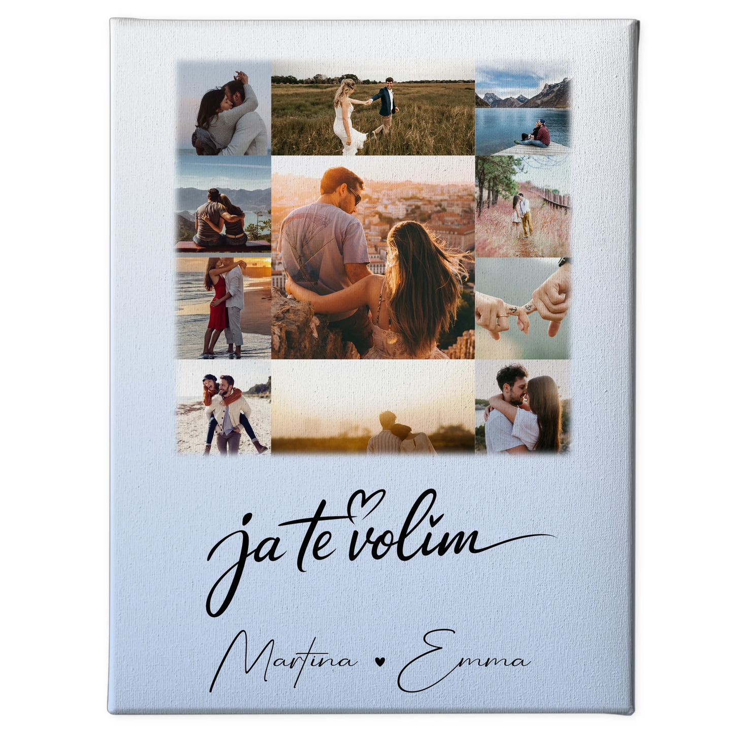 Personalisierte Leinwand Paare mit 11 Fotos Ja Te Volim Geschenk für Verliebte