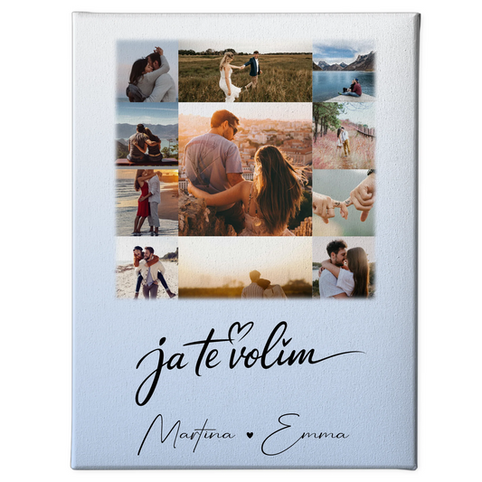 Personalisierte Leinwand Paare mit 11 Fotos Ja Te Volim Geschenk für Verliebte