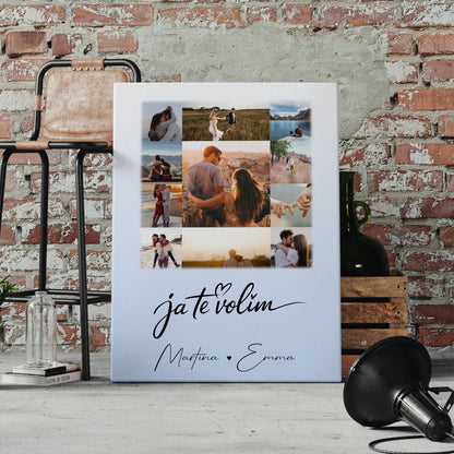 Personalisierte Leinwand Paare mit 11 Fotos Ja Te Volim Geschenk für Verliebte