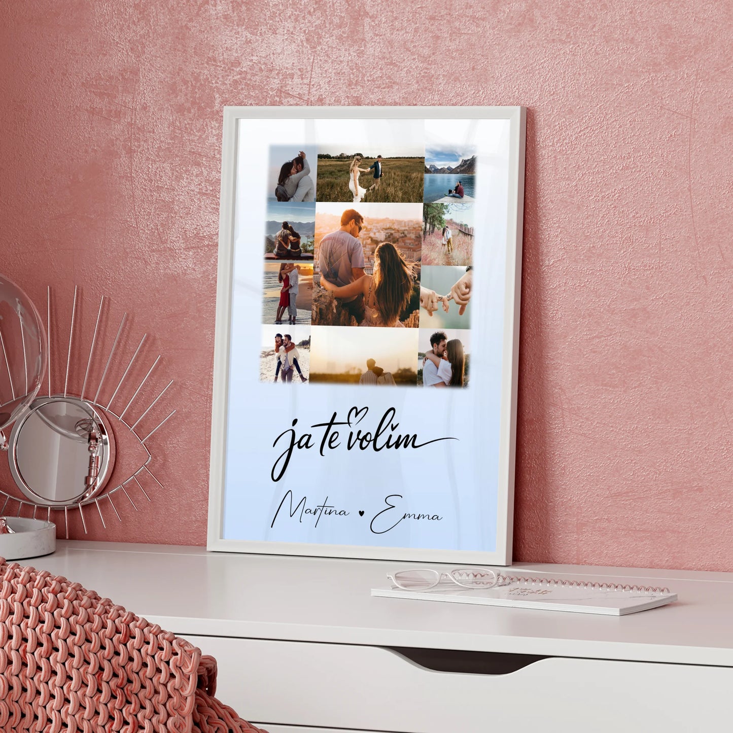 Ja Te Volim Liebes Poster als personalisierte Geschenkidee mit 11 Fotos
