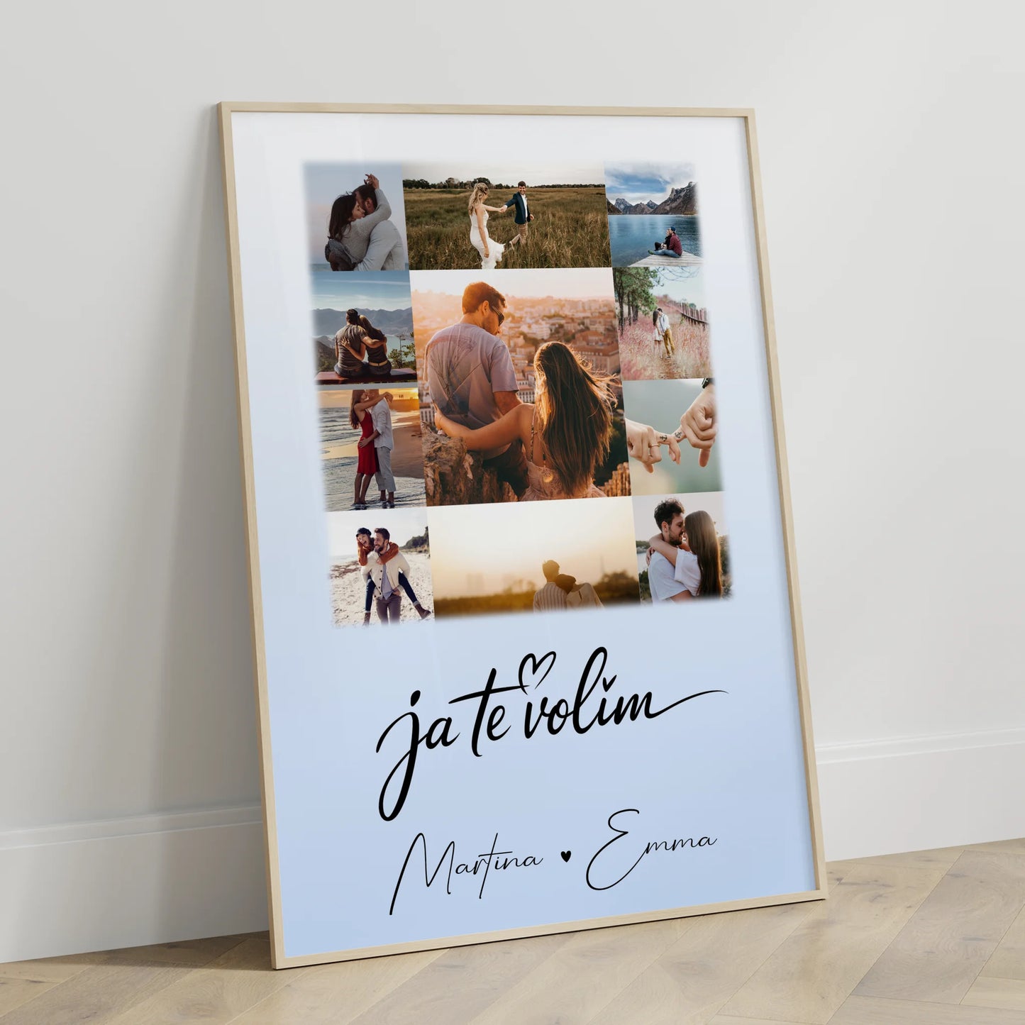Ja Te Volim Liebes Poster als personalisierte Geschenkidee mit 11 Fotos