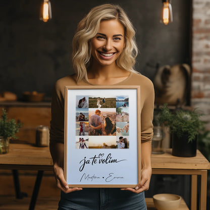Ja Te Volim Liebes Poster als personalisierte Geschenkidee mit 11 Fotos