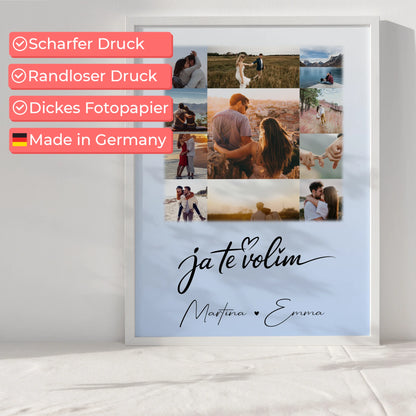 Ja Te Volim Liebes Poster als personalisierte Geschenkidee mit 11 Fotos