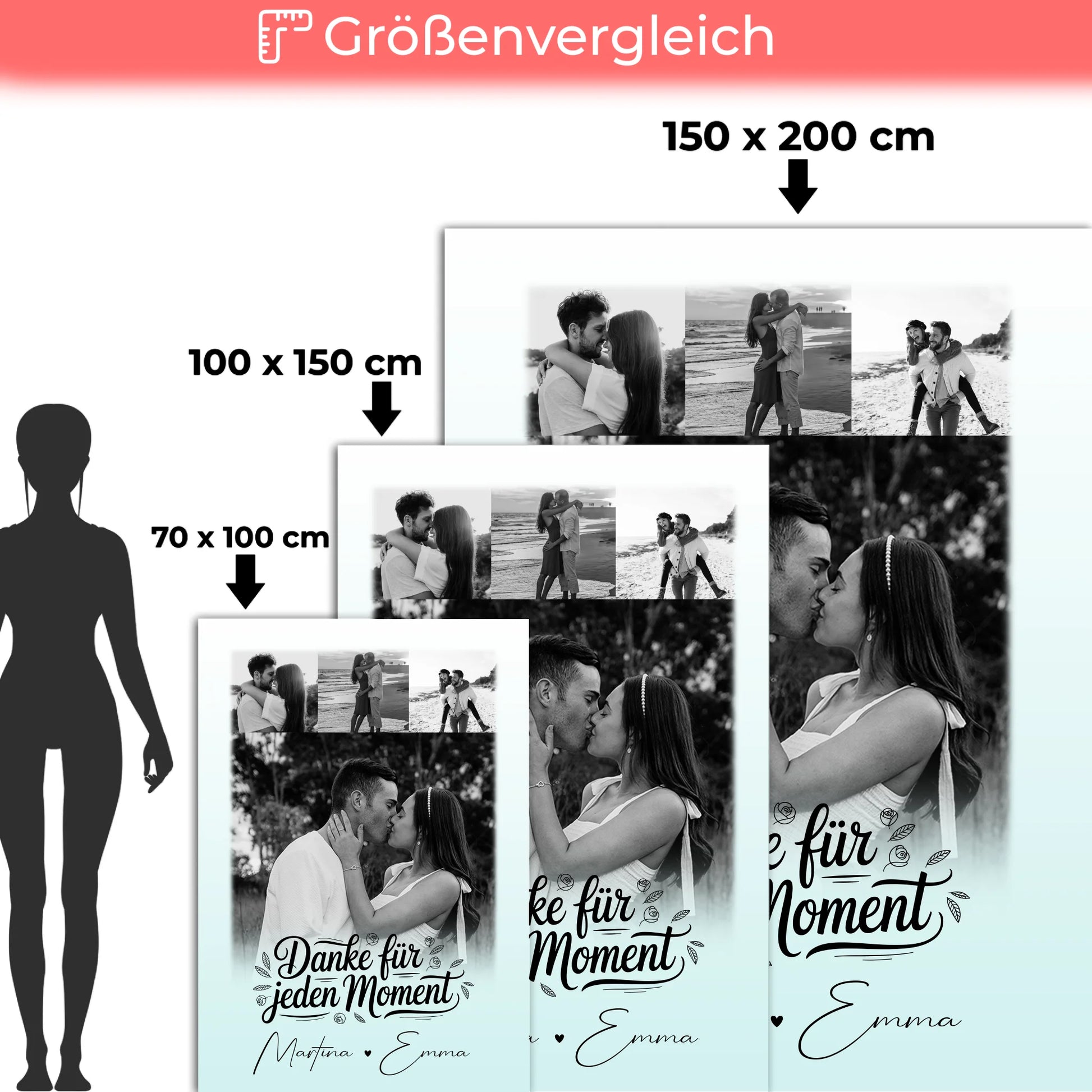 Personalisierte Kuscheldecke Mit Namen und 4 Fotos – Perfentes Geschenk für Jeden Anlass 5