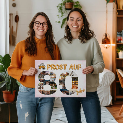 Leinwand Geschenk personalisiert Prost Auf 80 Geburtstag Für Männer Bier