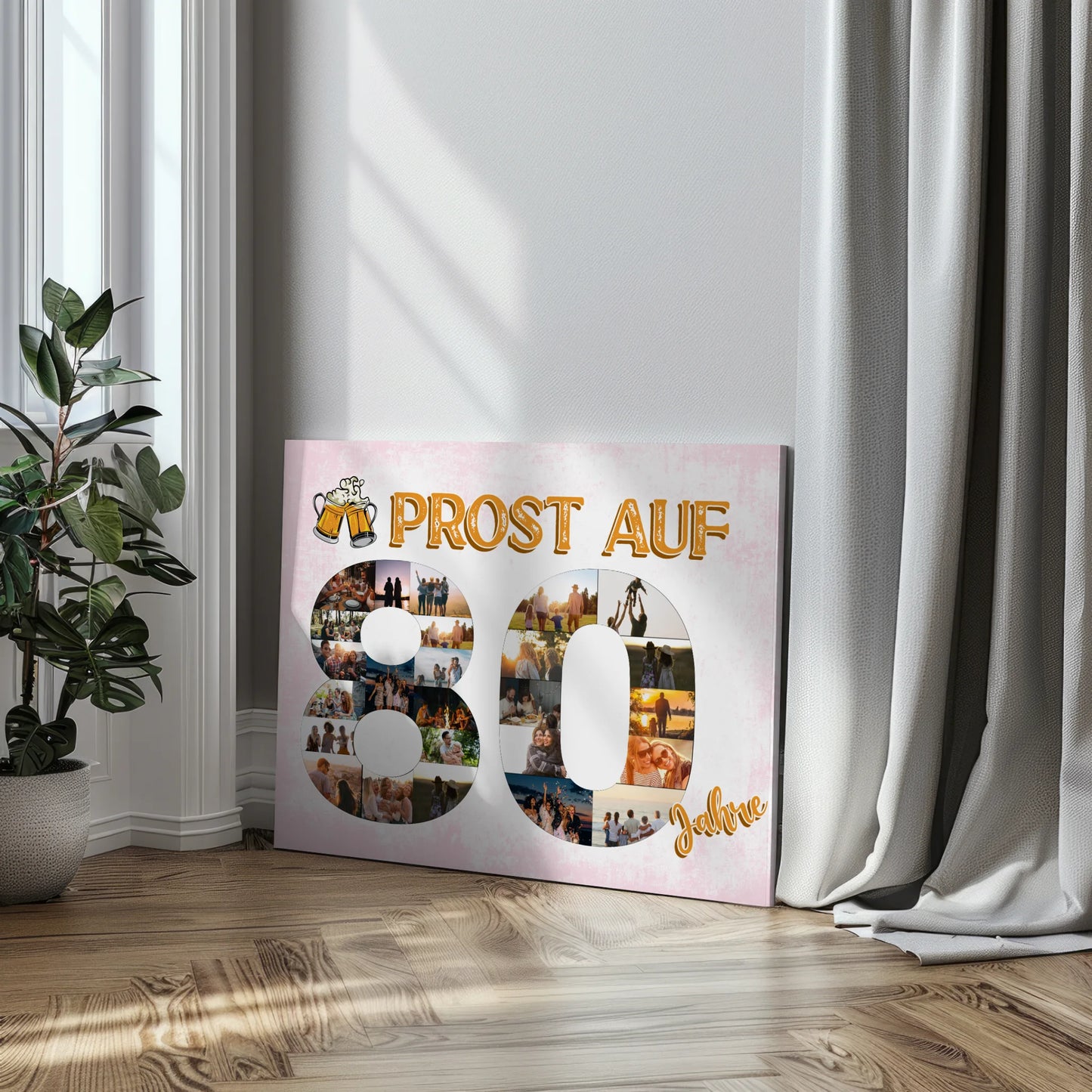 Leinwand Geschenk personalisiert Prost Auf 80 Geburtstag Für Männer Bier