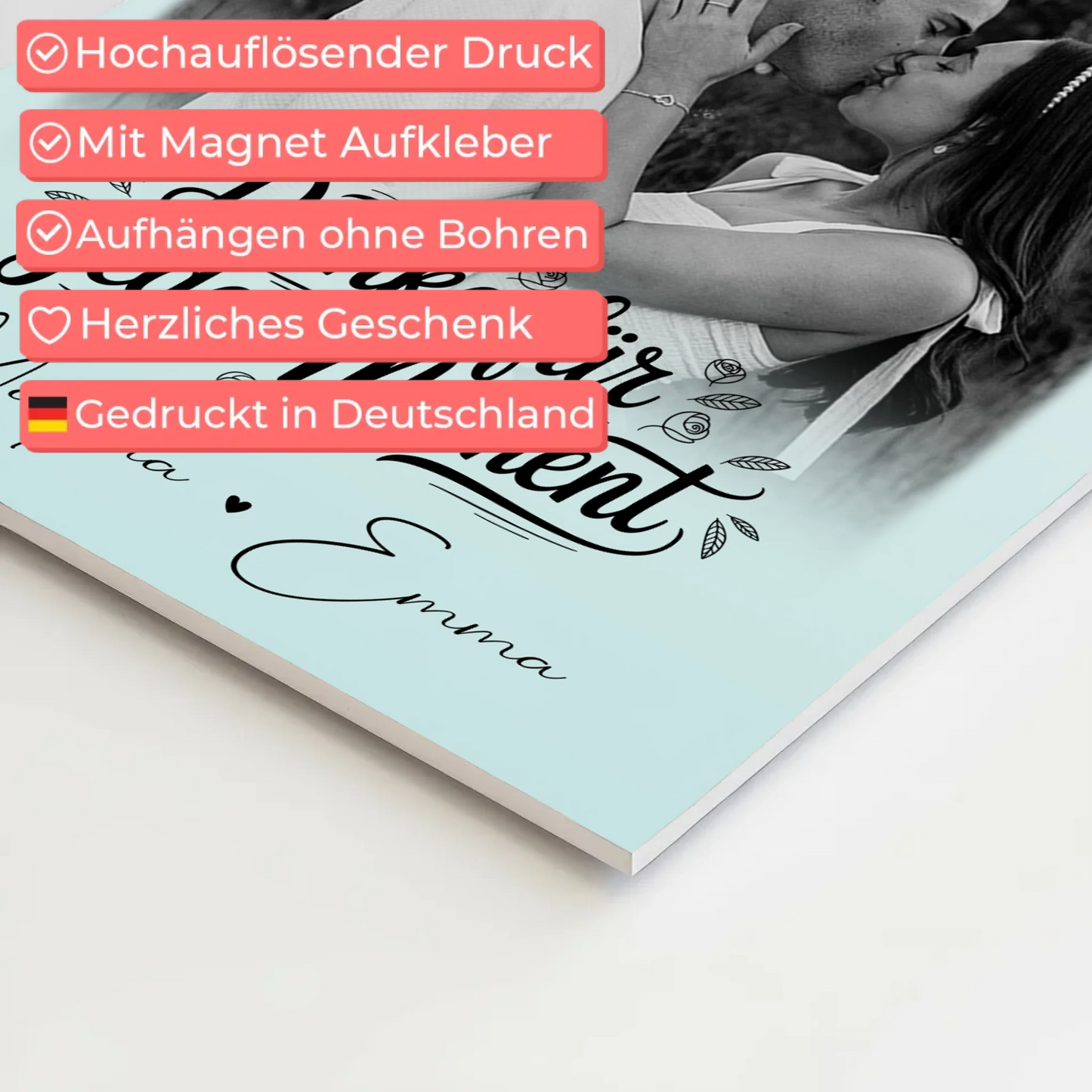 Personalisierte Fotoboard Magnet Poster mit 4 Fotos – Individuelle Wanddekorationen für dein Zuhause