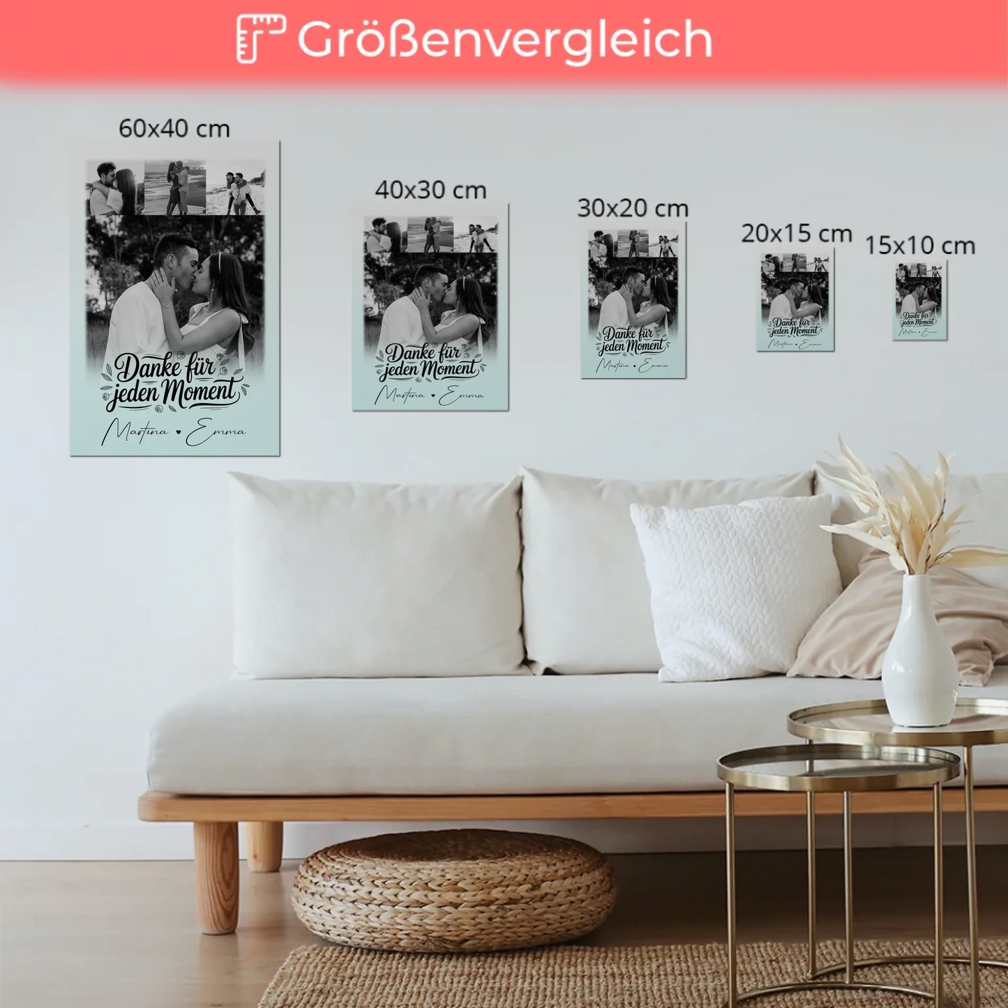Personalisierte Fotoboard Magnet Poster mit 4 Fotos – Individuelle Wanddekorationen für dein Zuhause