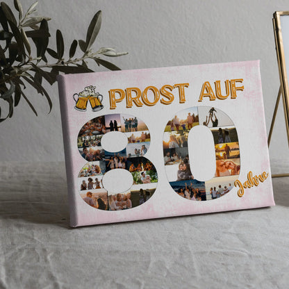 Leinwand Geschenk personalisiert Prost Auf 80 Geburtstag Für Männer Bier